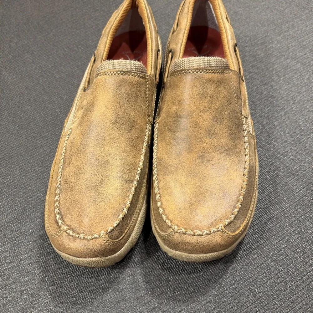 Twisted X MDMS002 Mens 11.5M Bomber Leather Driving Moc Slip On Shoes
